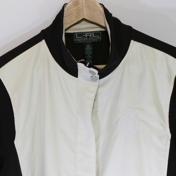 LAUREN RALPH LAUREN Active Crested Cream Brown Jacket Full Zip Size 2XL - Picture 2 of 13